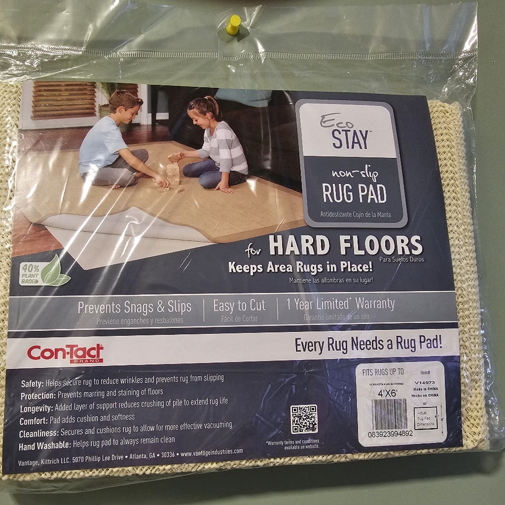 Eco Stay Non-Slip Rug Pad-Fits Rugs up to 4" X 6" New